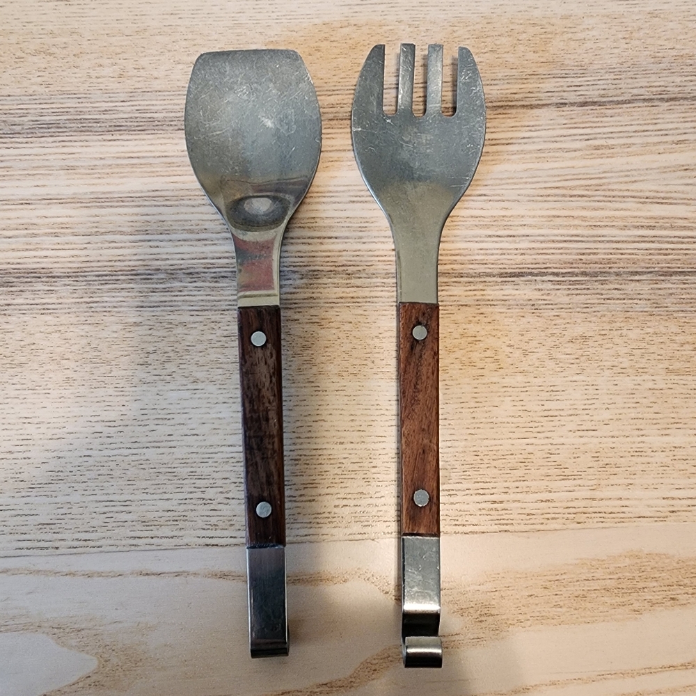Vintage Salad Spoon And Fork Serving Utensils MCM Japan